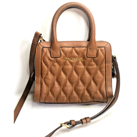 Vera Bradley Bags Vera Bradley Quilted Leather Natalie Crossbody Strap Satchel In Cognac